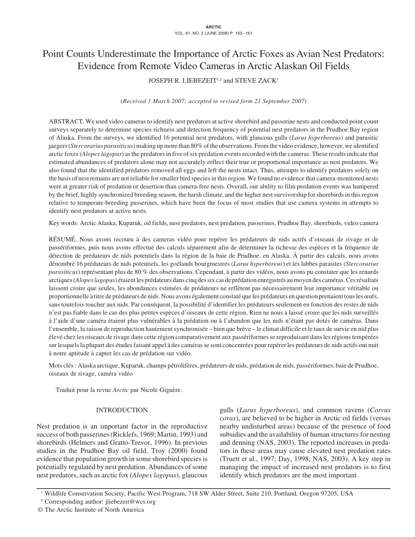 (PDF) Point Counts Underestimate the Importance of Arctic Foxes as