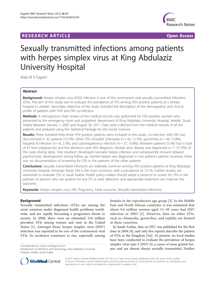 Pdf Sexually Transmitted Infections Among Patients With Herpes 0052