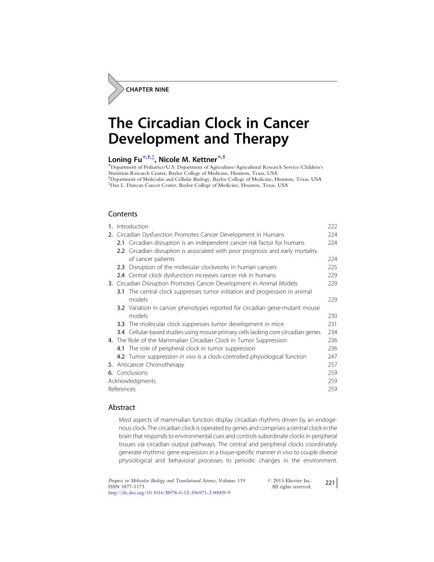 PDF) The Circadian Clock in Cancer Development and Therapy