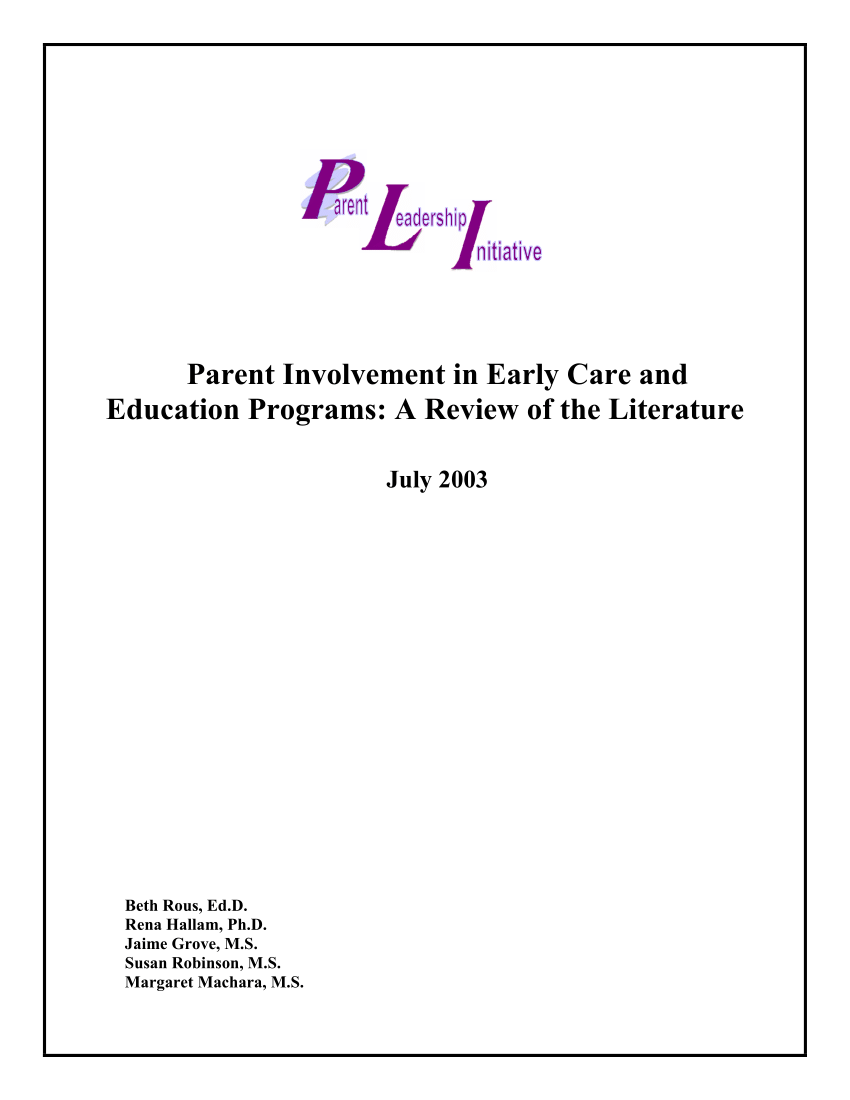 literature review on parental involvement in children's education
