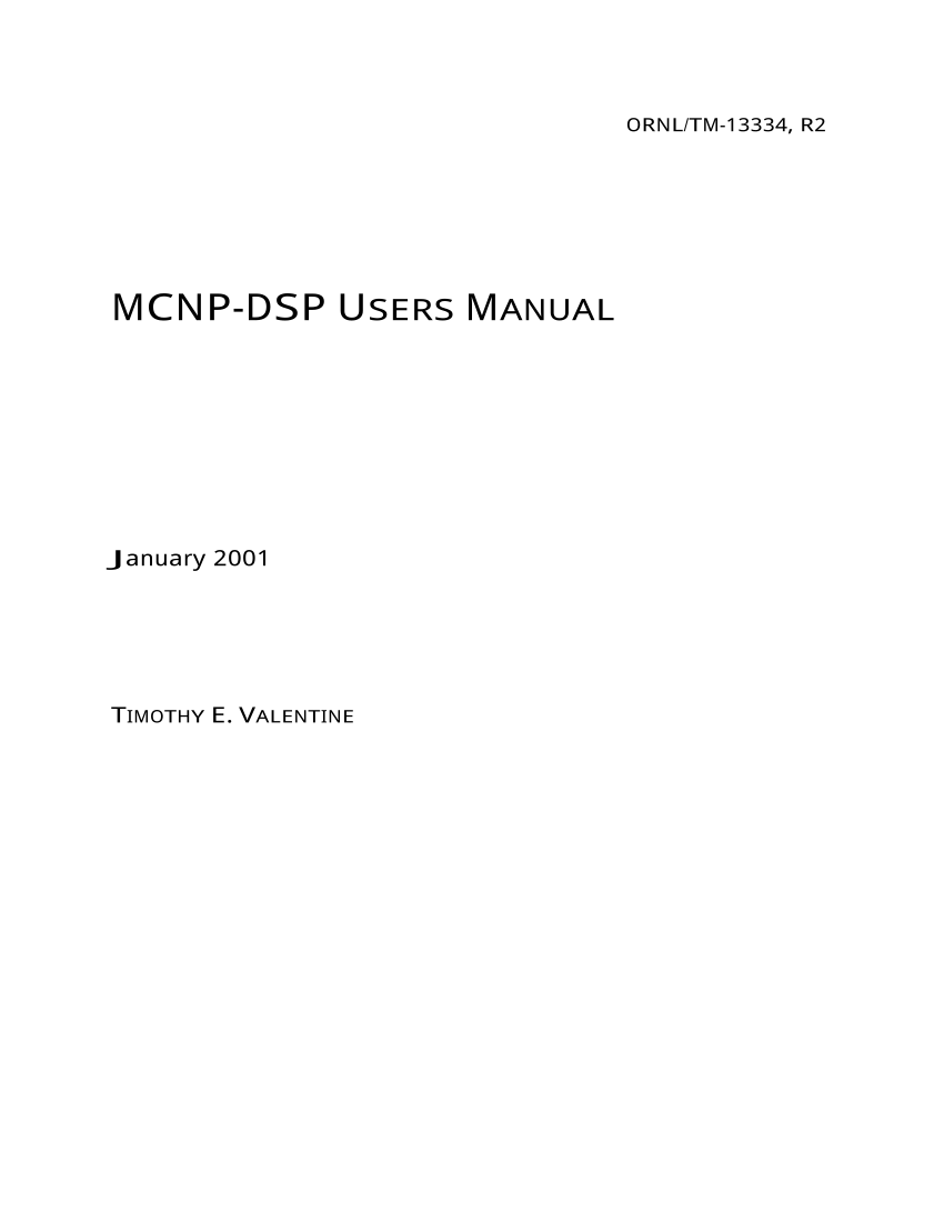 PDF) MCNP-DSP USERS MANUAL