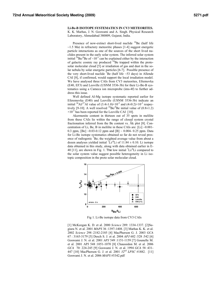 (PDF) Li-Be-B Isotope Systematics in CV3 Meteorites