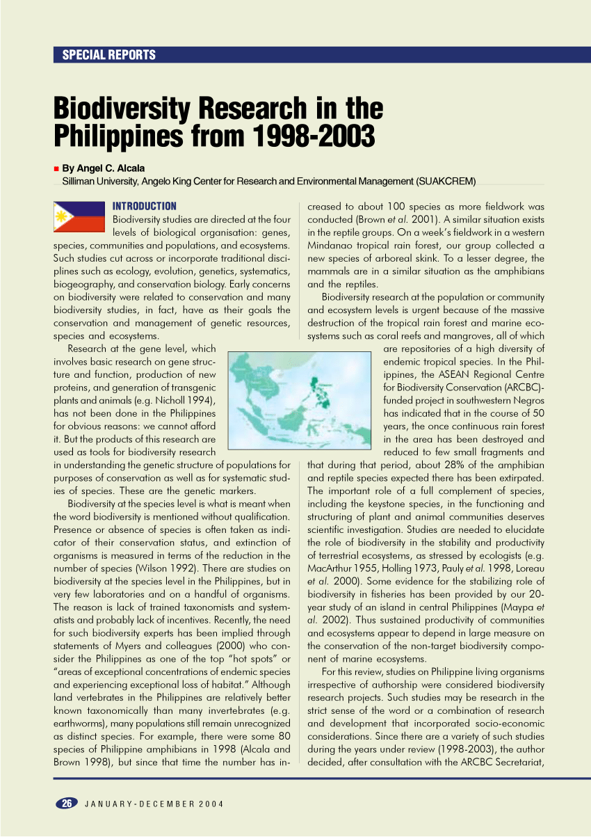 research paper about biodiversity in the philippines