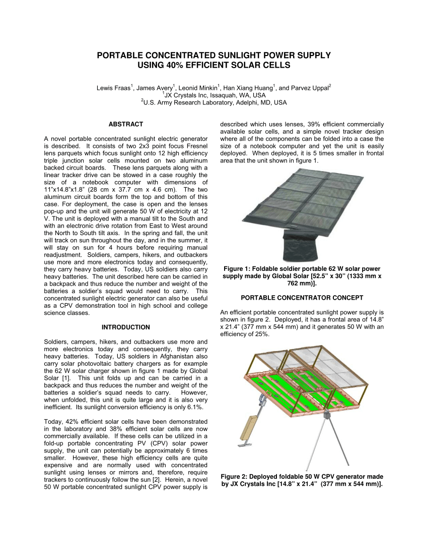 komprimeret snatch Rejse Deployed foldable 50 W CPV generator made by JX Crystals Inc [14.8" x... |  Download Scientific Diagram