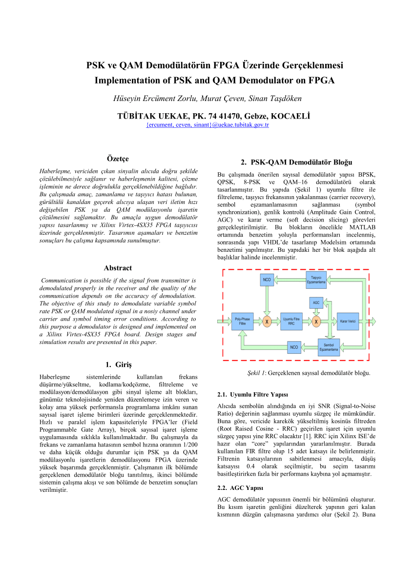 (PDF) Implementation of PSK and QAM demodulators on FPGA