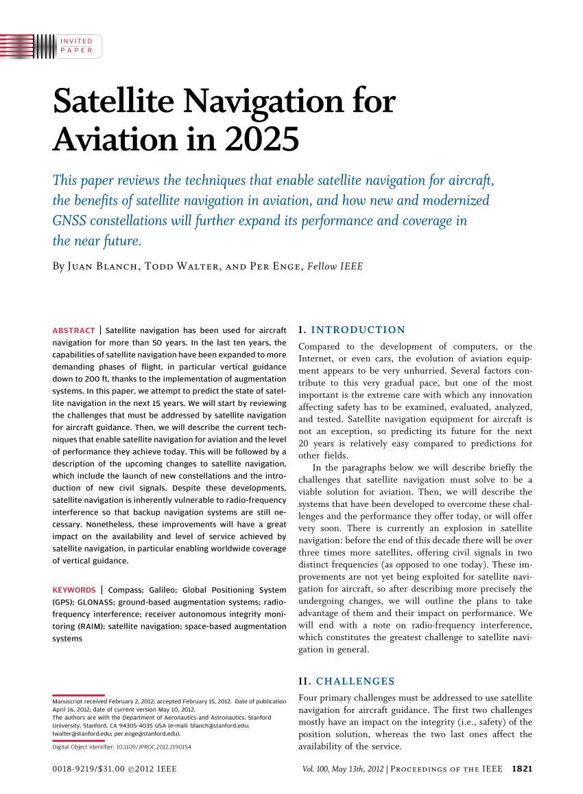 (PDF) Satellite Navigation for Aviation in 2025