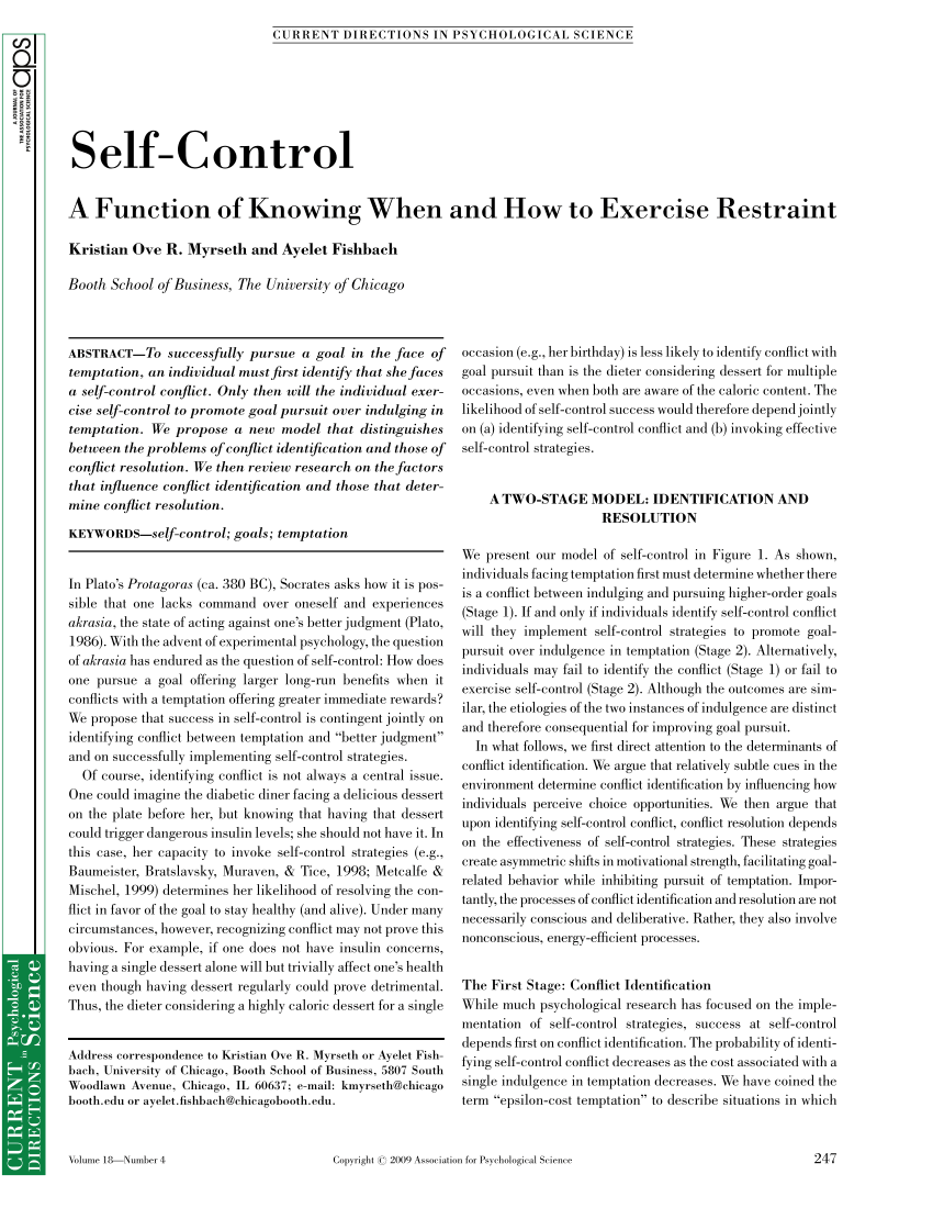 essay on self control pdf