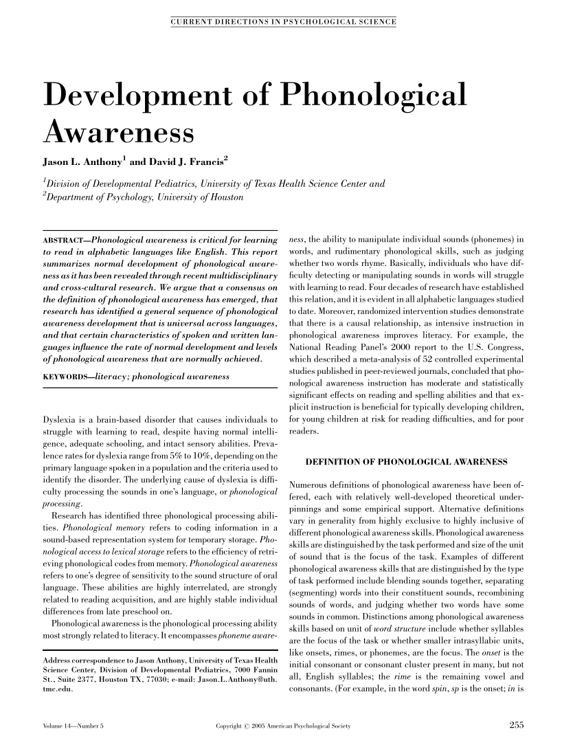 What You Should Have Asked Your Teachers About development of phonological awareness