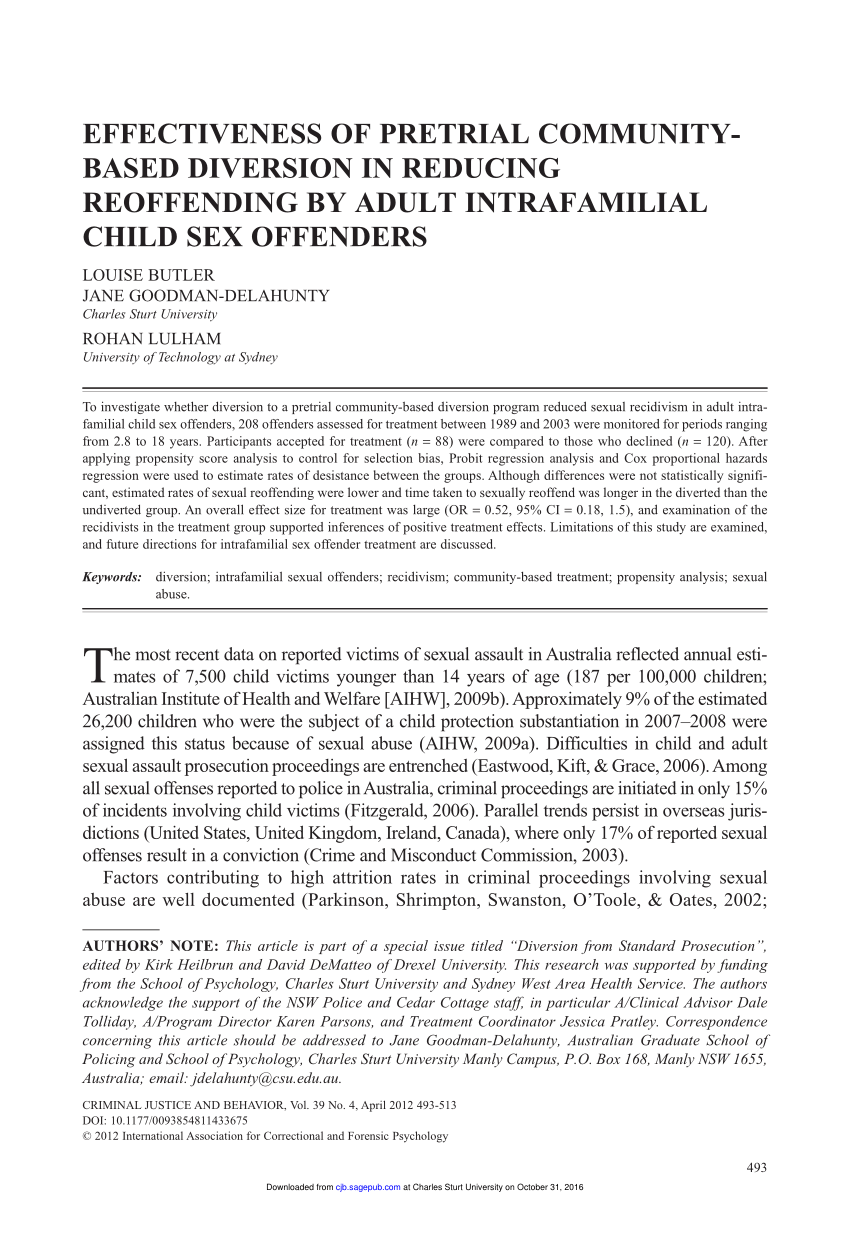 Pdf Effectiveness Of Pretrial Community Based Diversion In Reducing Reoffending By Adult