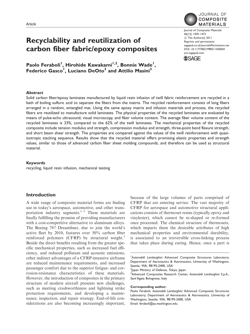 carbon pdf material properties epoxy and reutilization (PDF) fiber Recyclability of carbon