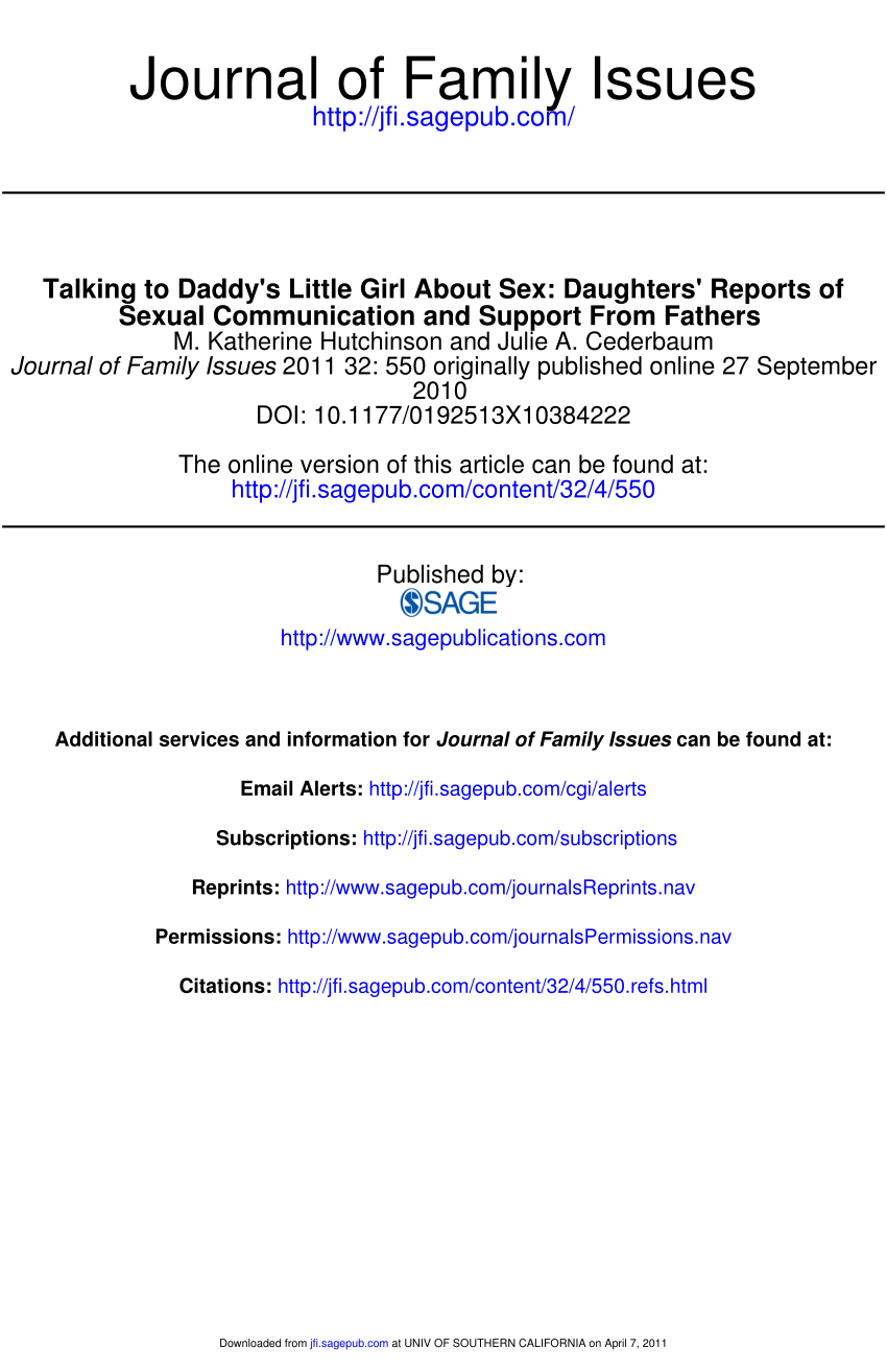 850px x 1314px - PDF) Talking to Daddy's Little Girl About Sex: Daughters' Reports ...