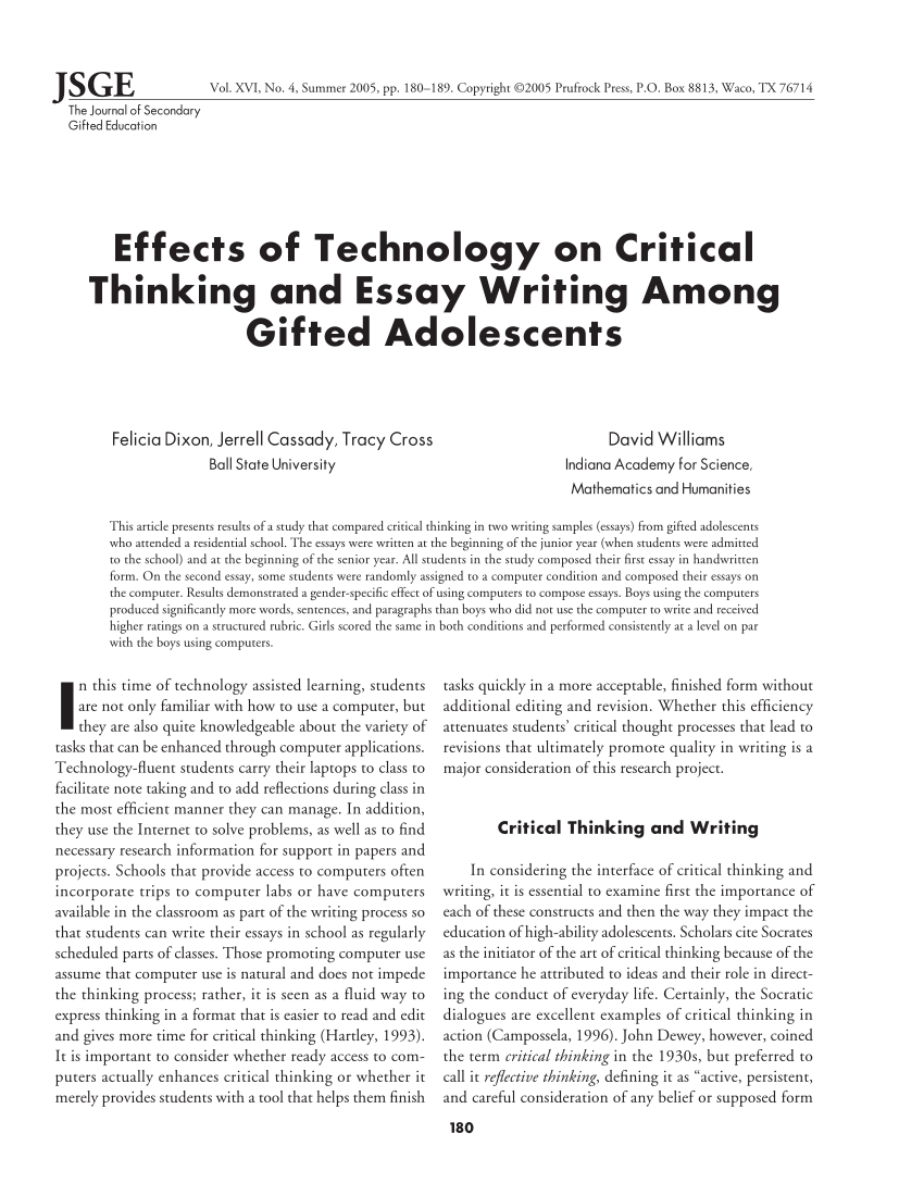 critical thinking essay on technology