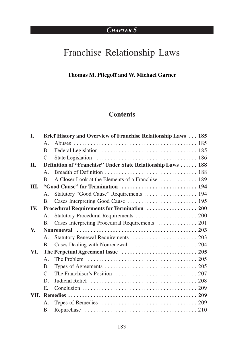 Pdf Franchise Relationship Laws A Minefield For Franchisors