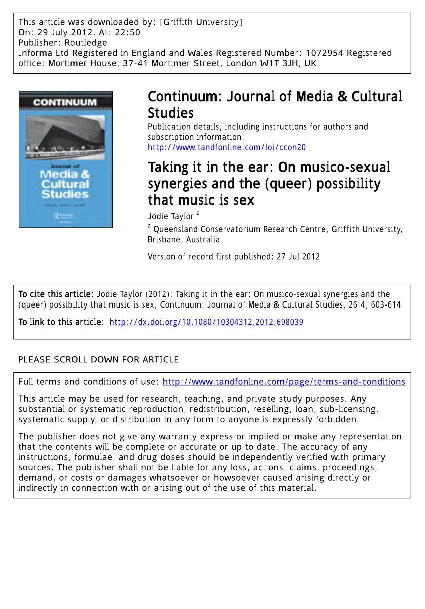 PDF) Taking it in the ear: On musico-sexual synergies and the (queer)  possibility that music is sex