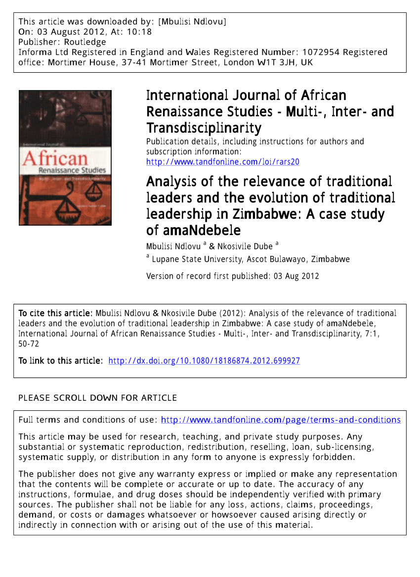 academic articles zimbabwe