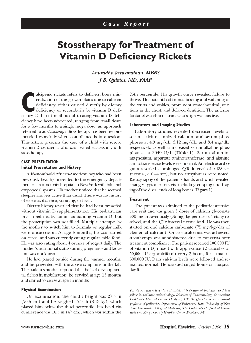 (PDF) Stosstherapy for treatment of Vitamin D Deficiency Rickets