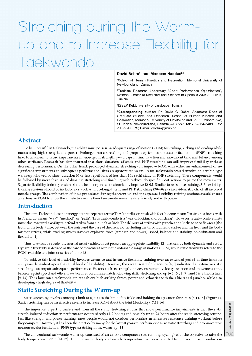 (PDF) Stretching during the Warm-up and to Increase Flexibility for Sns-Brigh10