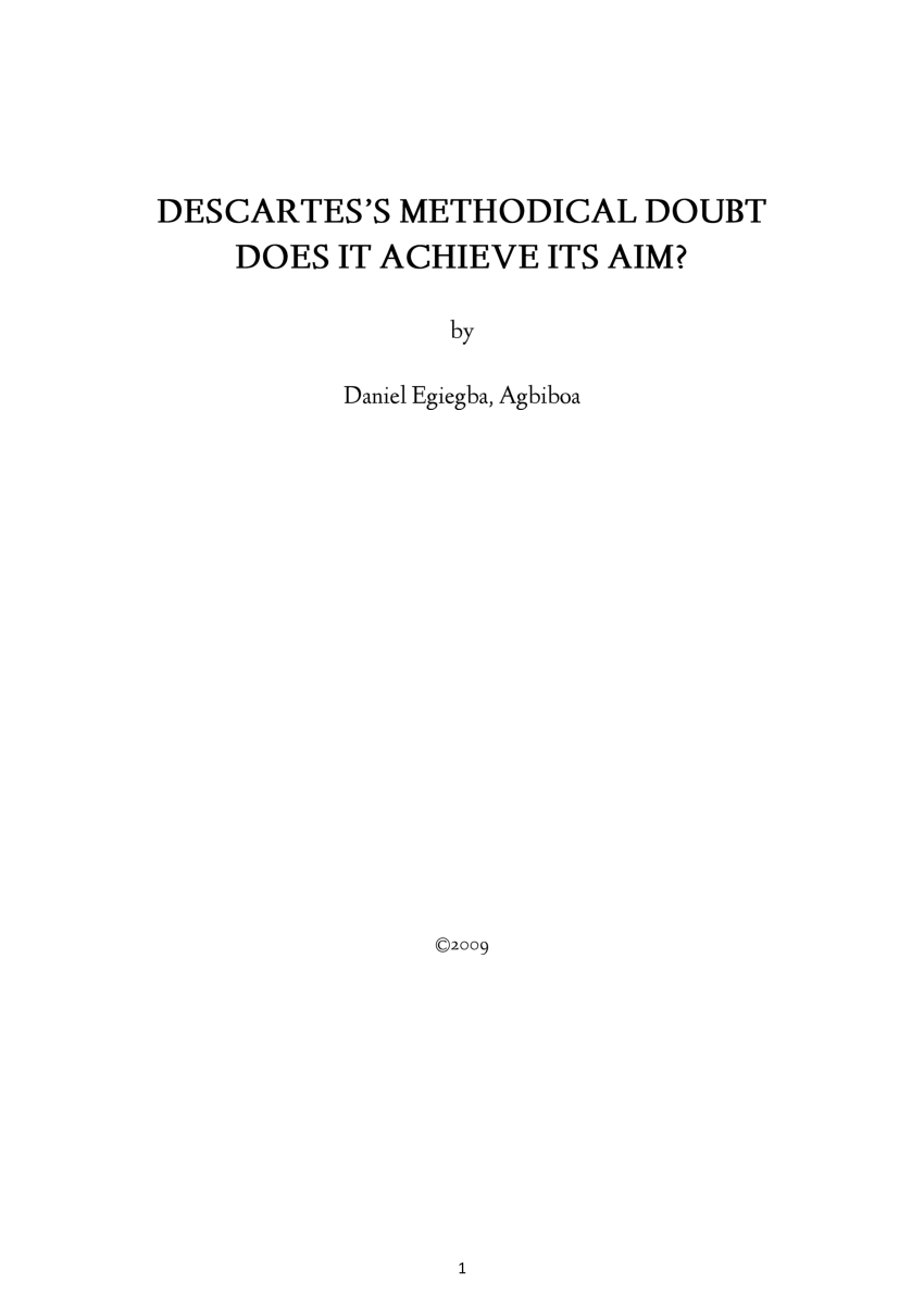 descartes method of doubt essay