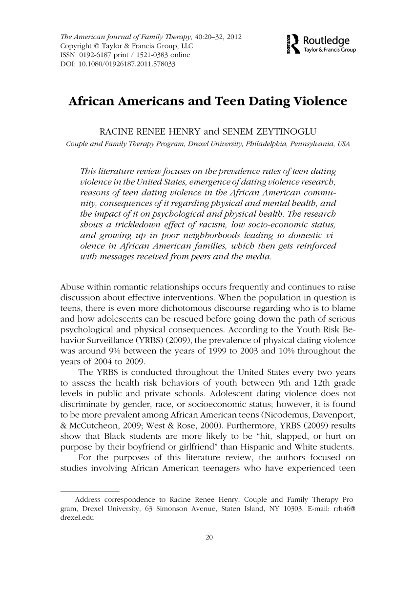 Pdf African Americans And Teen Dating Violence