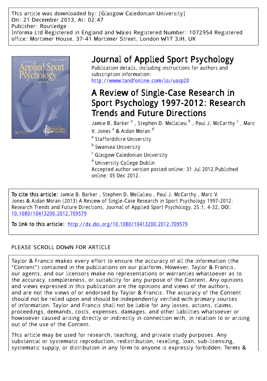 research articles on sports psychology