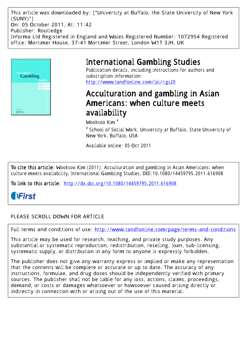 PDF) gambling in Americans: When culture meets availability