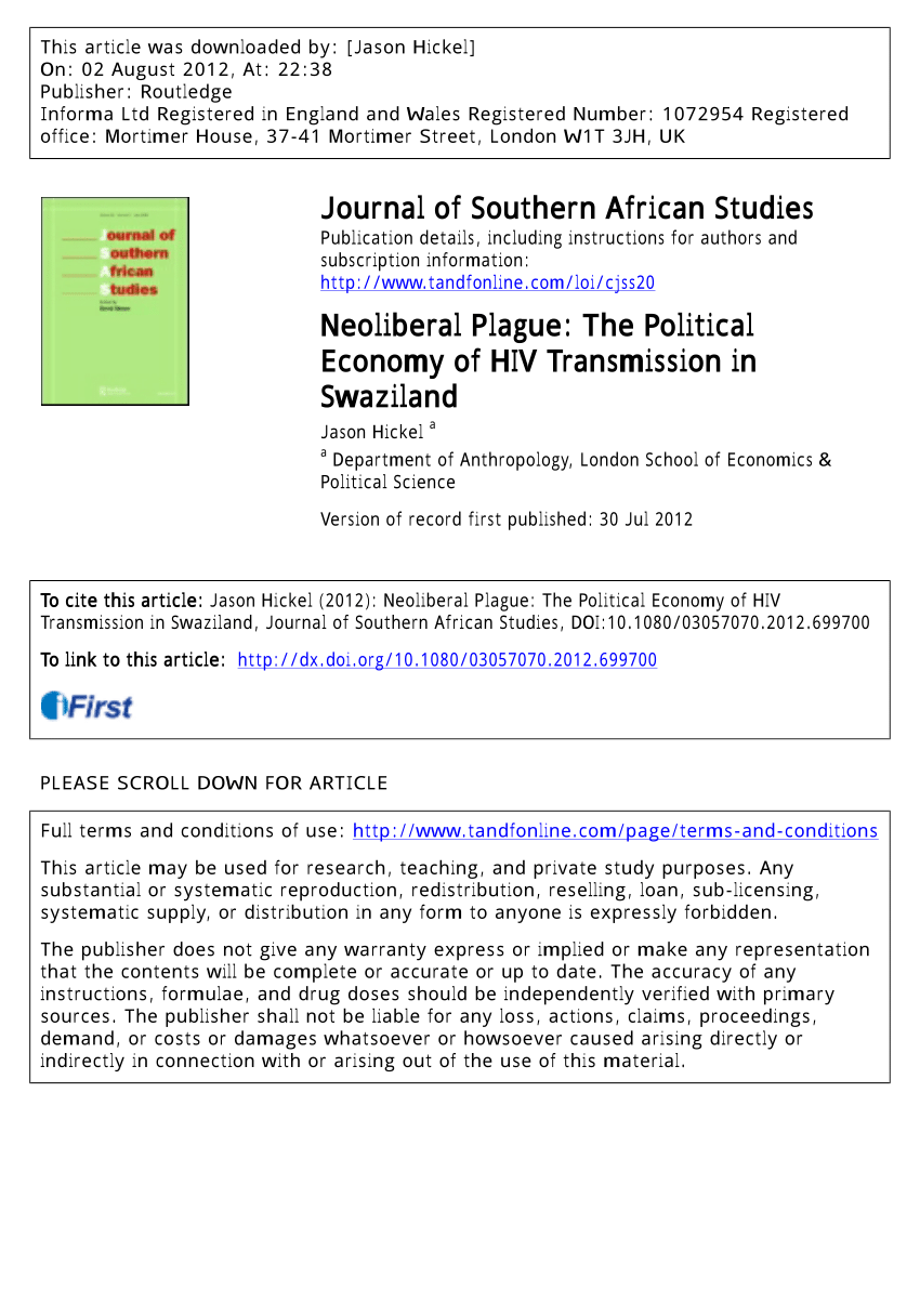 Pdf Neoliberal Plague The Political Economy Of Hiv - 