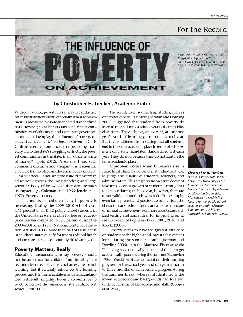 (PDF) The Influence of Poverty on Achievement