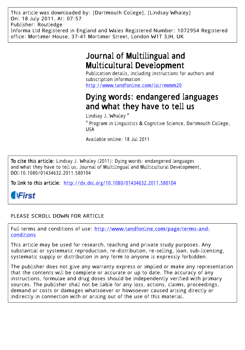 dying languages essay