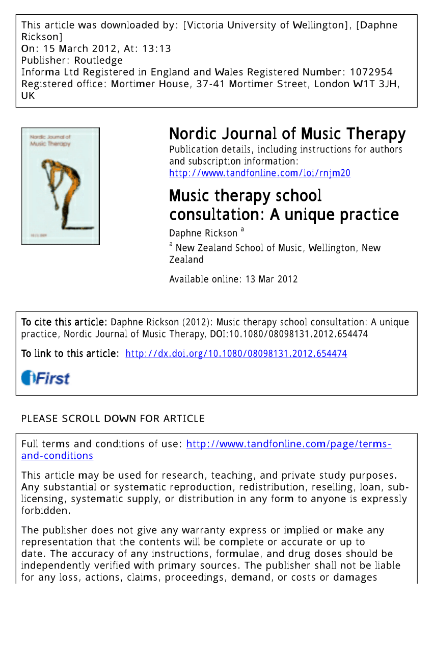 Pdf Music Therapy School Consultation A Unique Practice