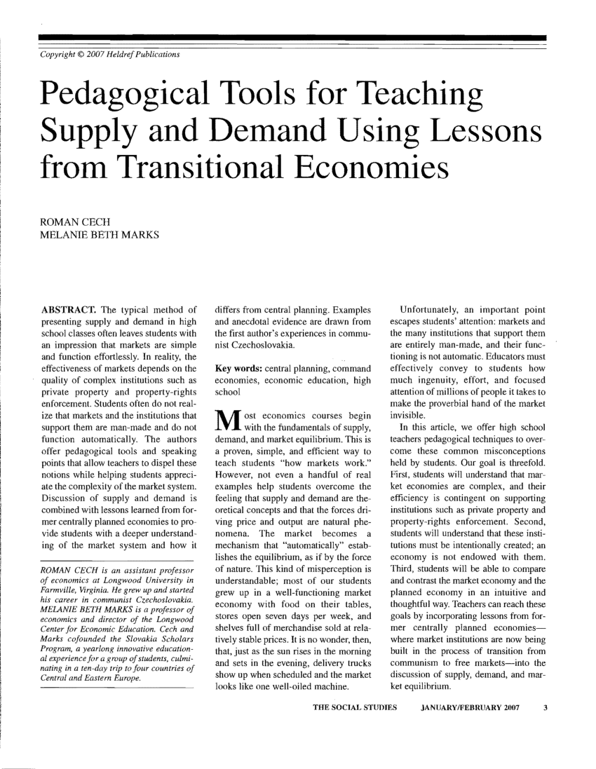 supply and demand examples for high school students