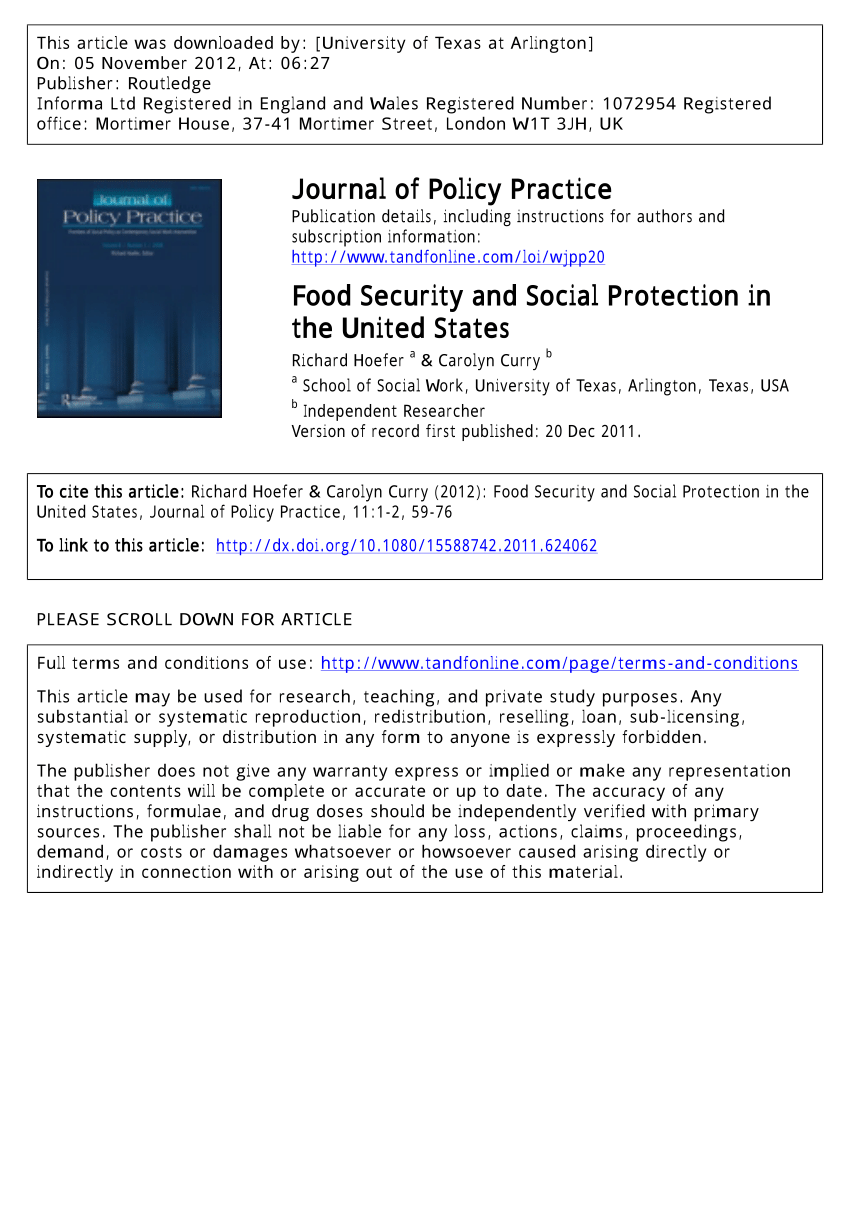 PDF) Food Security and Social Protection in the United States