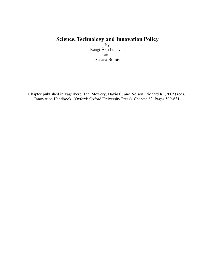 Pdf Science Technology And Innovation Policy