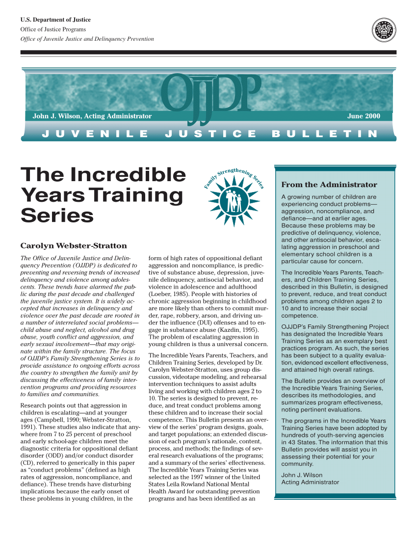 PDF) The Incredible Years: Parents, Teachers, and Children
