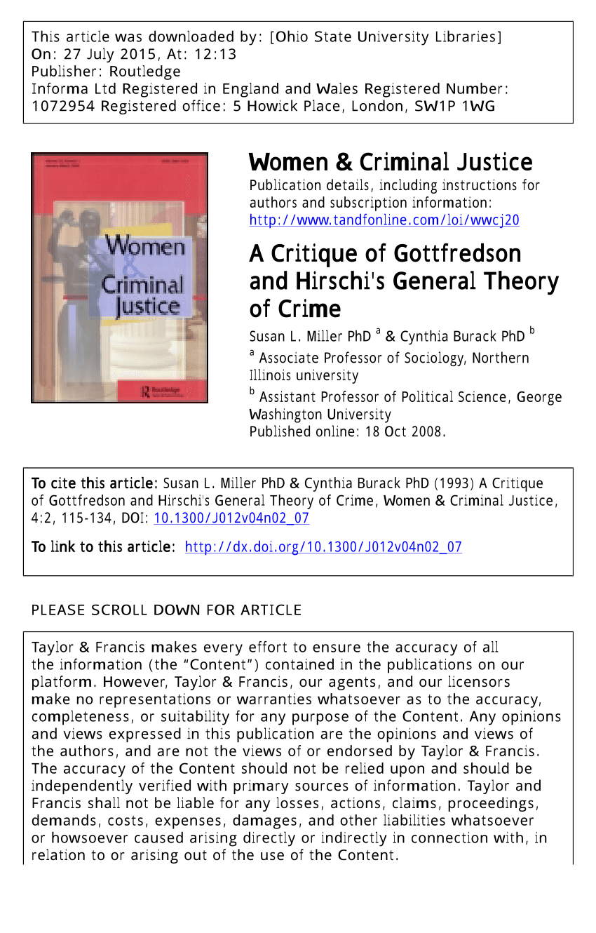 Gottredson And Hirschis Theory Analysis