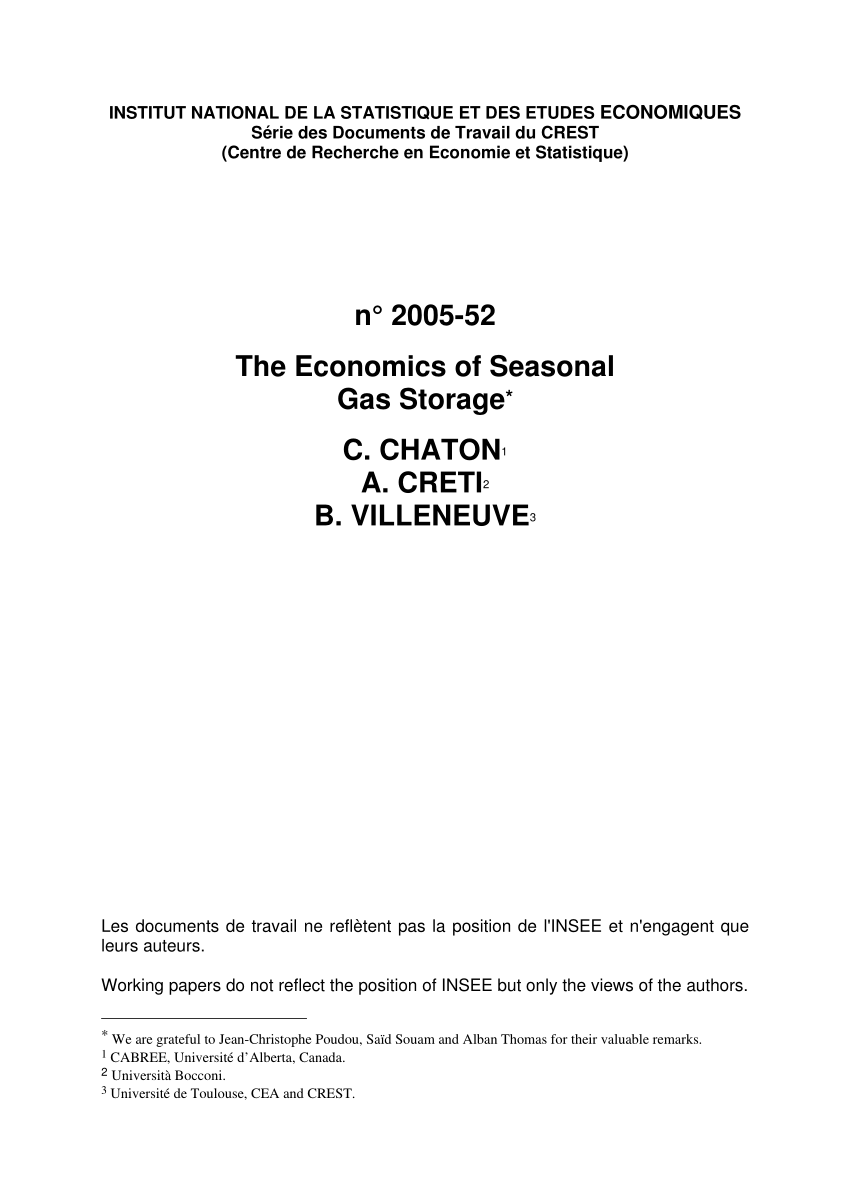 Pdf The Economics Of Seasonal Gas Storage