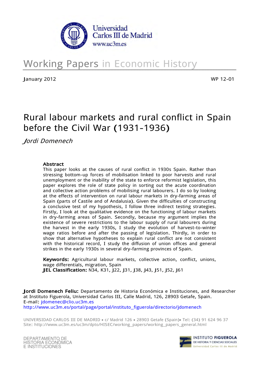 PDF) Rural labour markets and rural conflict in Spain before the ...