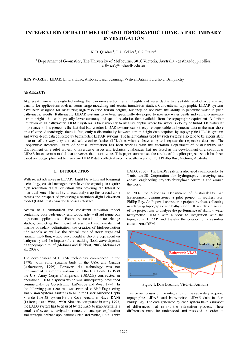 Pdf Integration Of Bathymetric And Topographic Lidar A - 