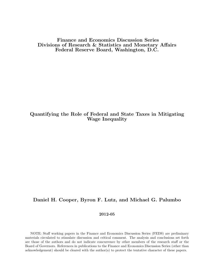 (PDF) Quantifying the Role of Federal and State Taxes in Mitigating