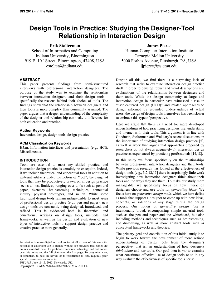 (PDF) Design tools in practice Studying the designertool relationship