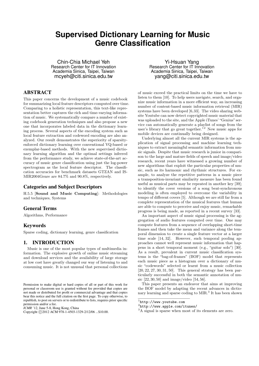 research paper on music genre classification