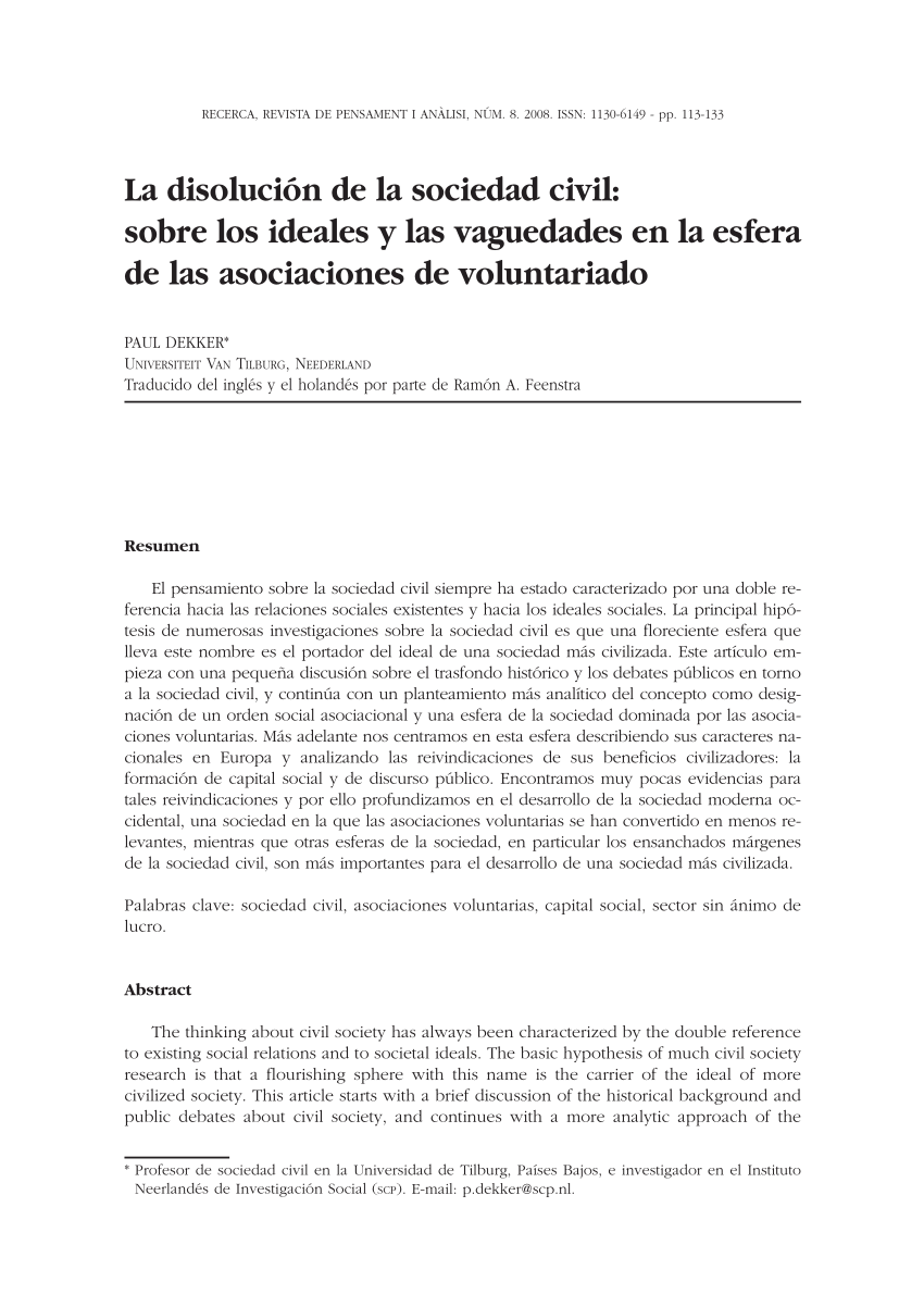 Pdf La Disolución De La Sociedad Civil Sobre Los Ideales Y Las Vaguedades En La Esfera De Las 6934