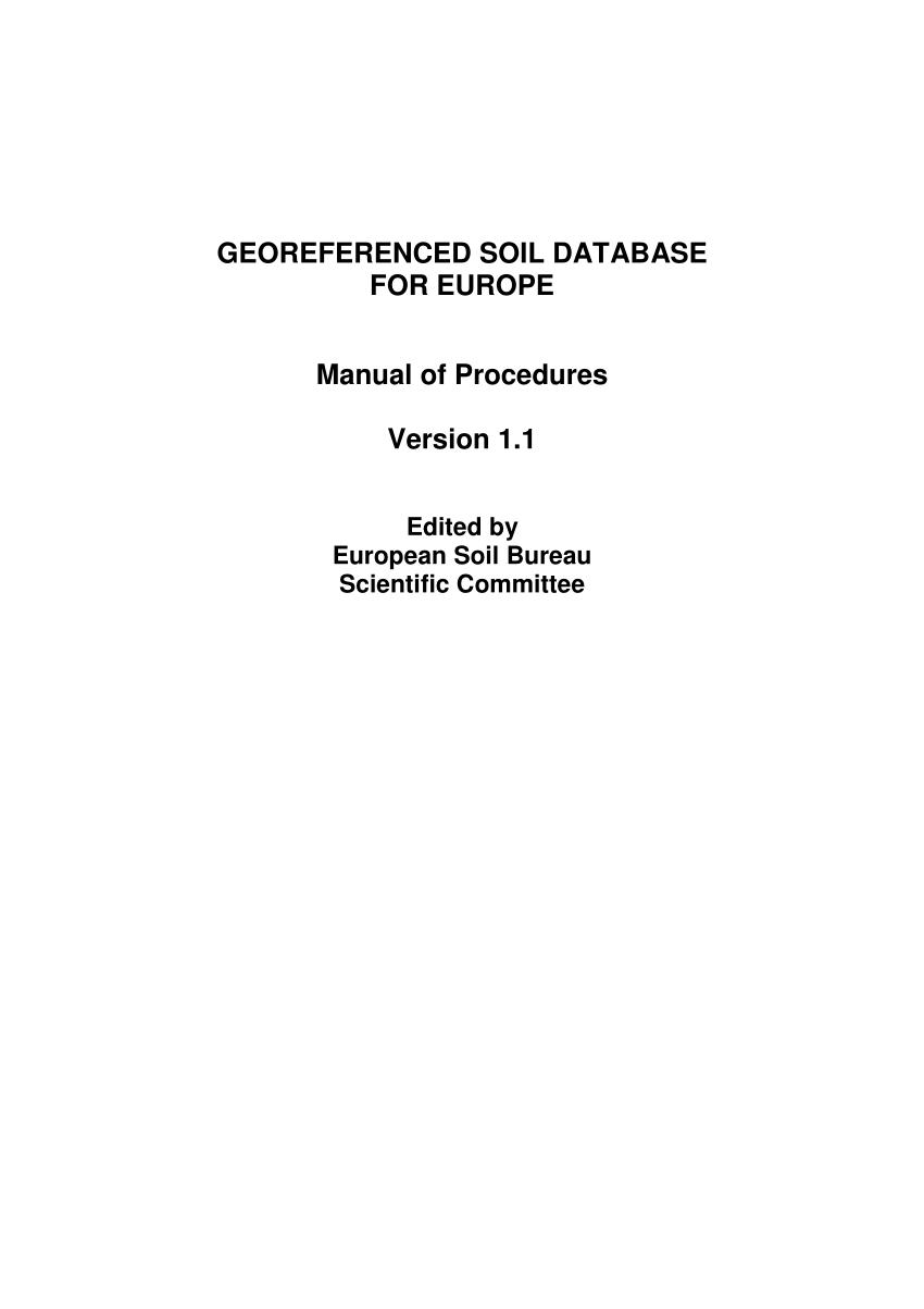 PDF) Georeferenced Soil Database for Europe. Manual of Procedures 