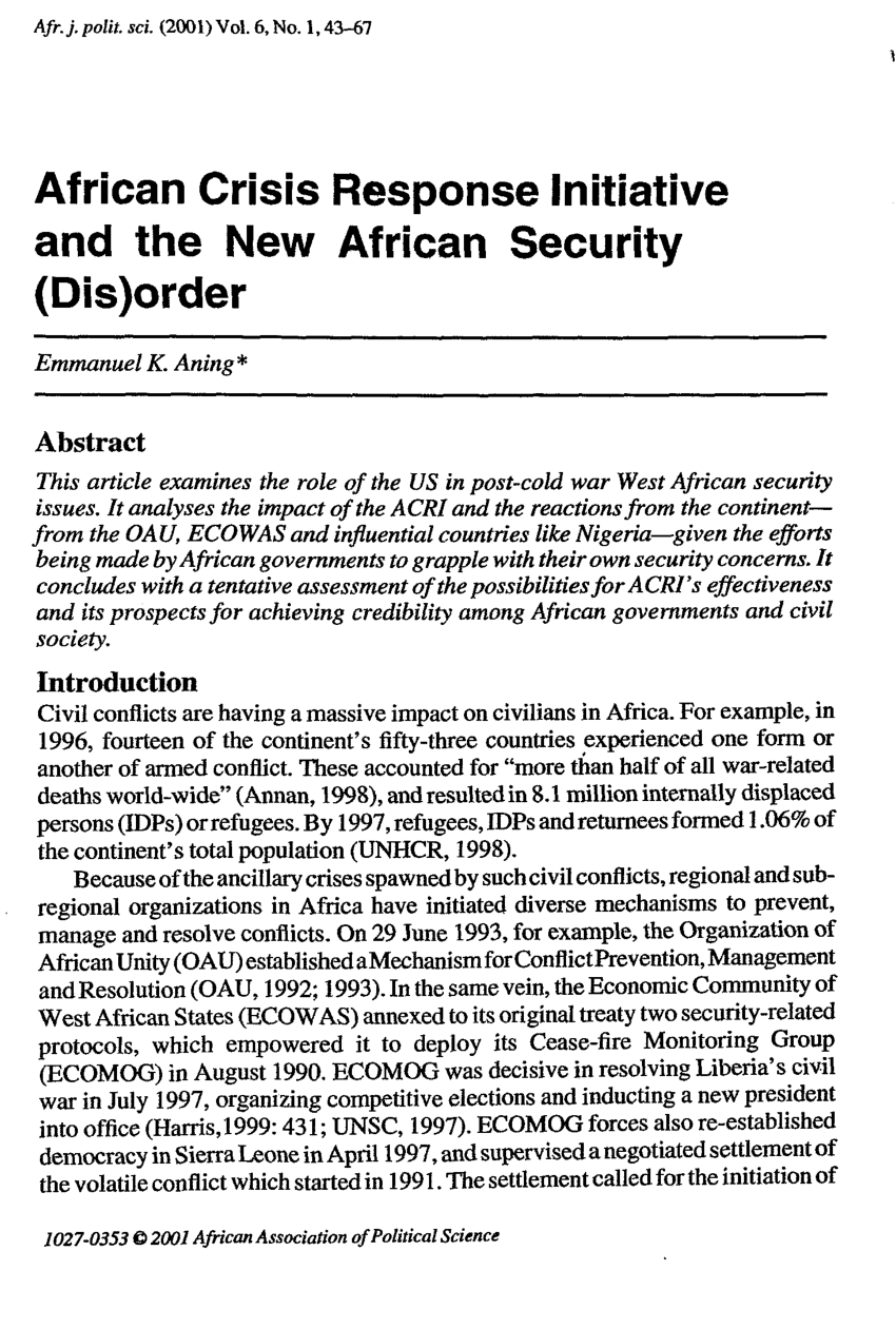 (PDF) African Crisis Response Initiative and the New African Security