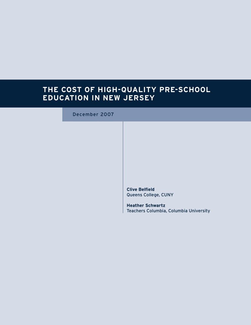 (PDF) The Cost of High-Quality Preschool in New Jersey