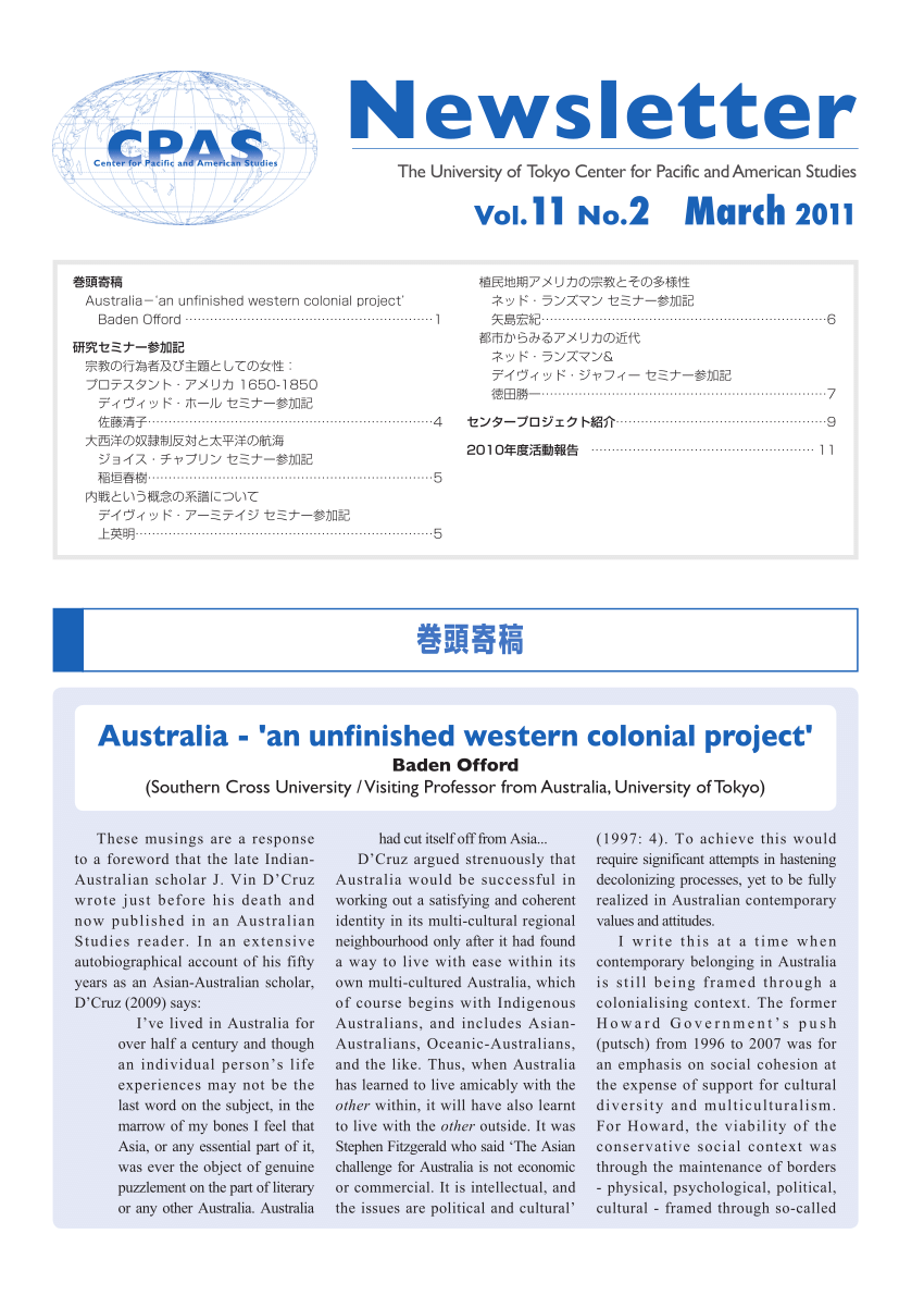 PDF) Australia - an unfinished western colonial project