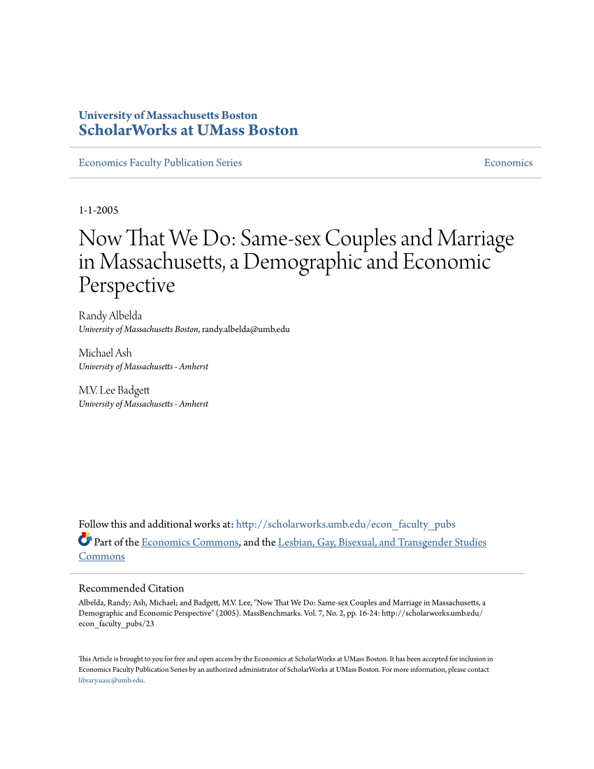 PDF) Now That We Do Same-sex Couples and Marriage in Massachusetts, a Demographic and Economic Perspective picture