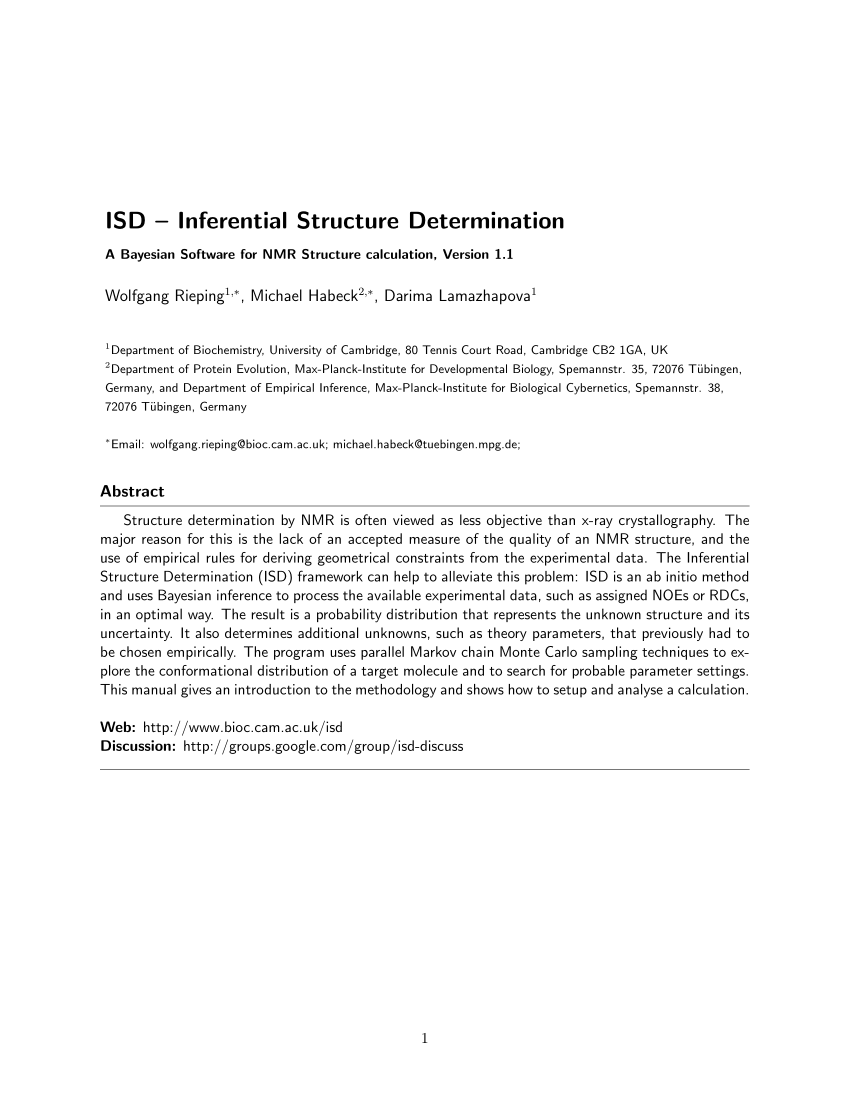 PDF) ISD - Inferential Structure Determination