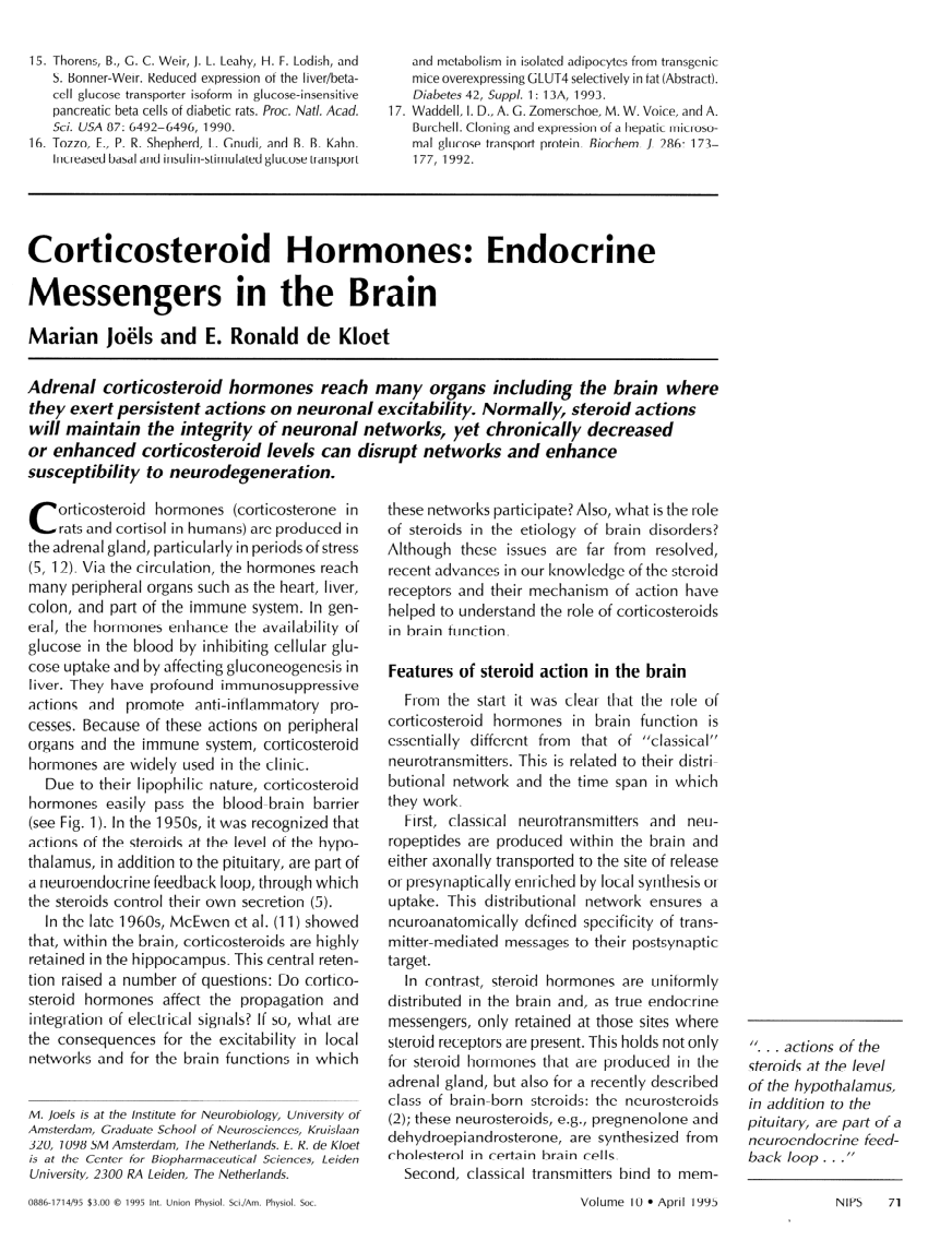 Pdf Corticosteroid Hormones Endocrine Messengers In The Brain