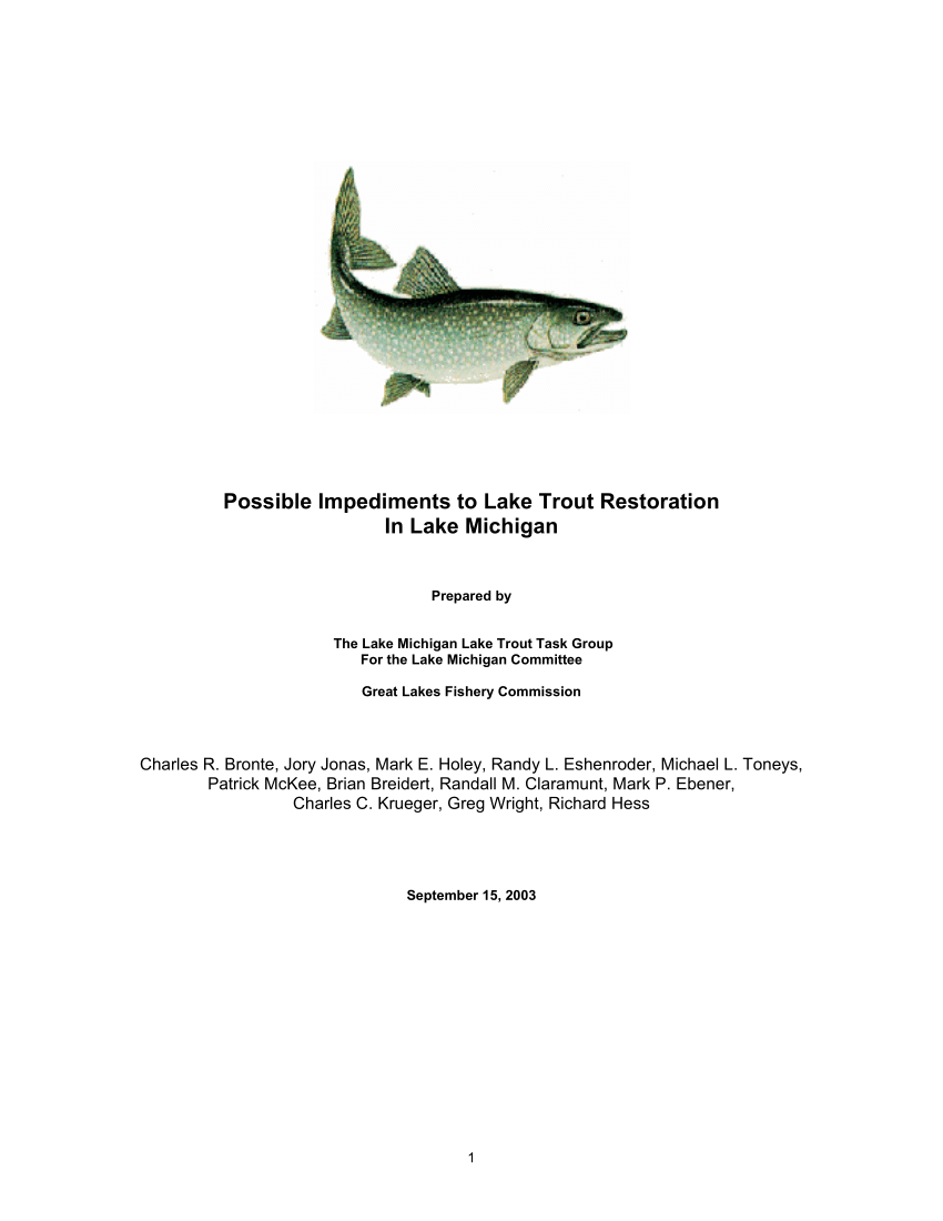 PDF) Possible Impediments to Lake Trout Restoration In Lake Michigan