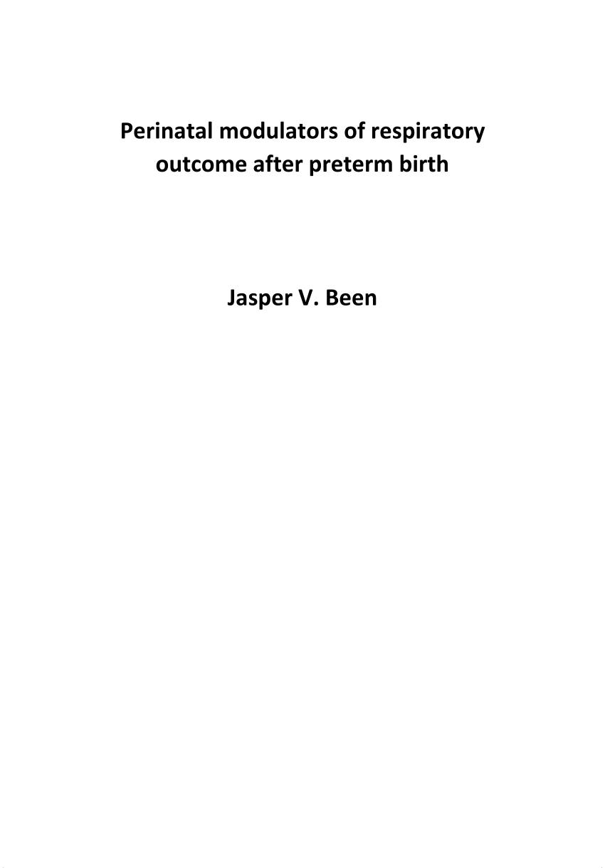 Verbazingwekkend PDF) Perinatal modulators of respiratory outcome after preterm birth HT-96
